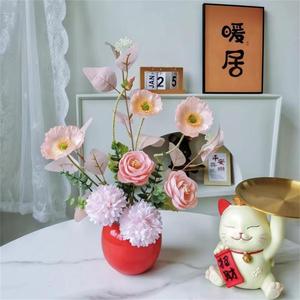 Kch Ceramic Vase Set Small Round Orange For <b>Flower</b> Arranging And Room Decoration - Product Image 2