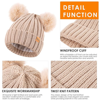 Gorro de Invierno de Lana 100% para Adultos, Marca de Lujo, con Logotipo Personalizado, Unisex, con Pompones Extraíbles para Viajar