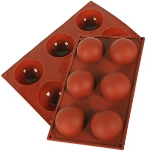 Molde de Silicona de Grado Alimenticio de 6 Cavidades Semiesféricas, Molde de Silicona Rectangular Ecológico para Pastel de Chocolate - Product Image 1