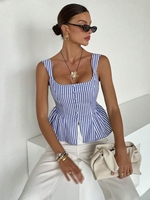 Personnalisé de haute qualité femmes décontracté été gilets personnalisable Sexy mignon rayé haut court