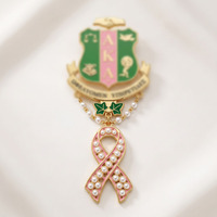 Broches en émail tendance en alliage de zinc plaqué or, émail souple, personnalisées, rose saumon, vert pomme, perle, style Sororité Grecque