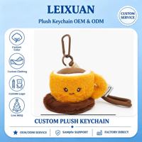 Porte-clés en peluche tasse à café de dessin animé mignon, pendentif poupée tasse souriante, marron, avec cordon mousqueton, doux et moelleux, pour décoration de sac et sac à dos, cadeau