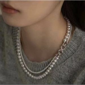 Collar de Perlas de Agua Dulce de Zhuji para Bebé, Redondas de 4-7 mm, Doble Capa, 80 cm de Largo, Ligeramente Imperfectas, Cadena para Suéter - Product Image 2