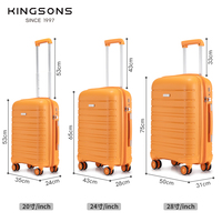 Ensemble de bagages rigides Kingsons PP 20/24/28 pouces avec serrure TSA, roues pivotantes silencieuses, légers, OEM