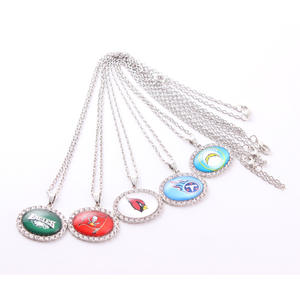 NFL32 geometrico ovale gemma di tempo placcato in oro catena a maglie di calcio americano collana con ciondolo nuovo Design - Product Image 5