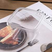 Boîte carrée transparente de haute qualité jetable, en plastique Pet, pour lait de soja, glace, mousse au lait avec couvercles, 100 pièces