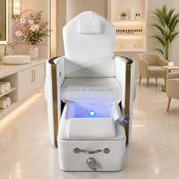 Fauteuil de pédicure de luxe en cuir PU européen sans tuyauterie, avec spa pour les pieds et lumières LED, pour salon de manucure, vente en gros