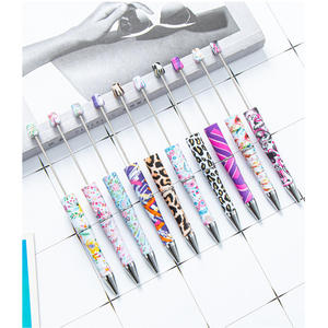 Bolígrafo Creativo de Bricolaje con Cuentas de Flores de Transferencia de Agua Hechas a Mano, Cuentas de Plástico Bonitas, Bolígrafo Imprimible con Logotipo Personalizado, Plástico No Tóxico - Product Image 1