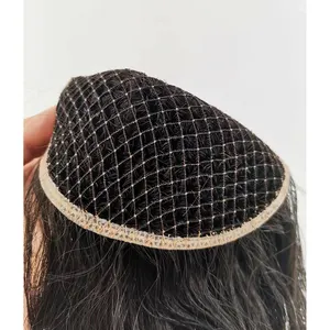 All hand-tied fish net remy hair integration topper hairpieces human hair for women with thinning hair