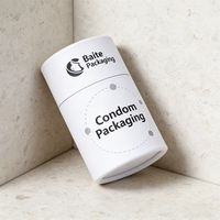 Emballage personnalisé en tube de papier pour préservatifs |   Boîte cylindrique en kraft hygiénique et recyclable, tube biodégradable écologique avec estampage à chaud