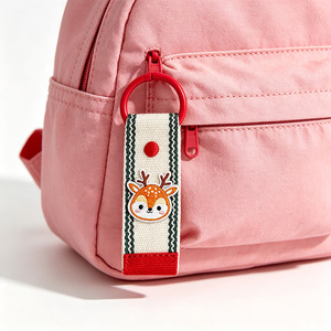 Colorful Nylon Woven Keychain Canvas Keychain Embroidery Piece Keychain With Durable Metal <b>Ring</b> - Product Image 6