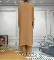 Ensemble deux pièces personnalisable pour femme, style Abaya islamique modeste de Dubaï, chemise décontractée modeste en polyester respirant