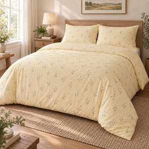 Set Copripiumino 3 Pezzi in Puro Cotone a Doppio Strato con Motivo Floreale Margherita Gialla, Biancheria da Letto Leggera - Product Image 2