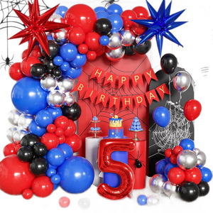 Nouvel ensemble d'<span class=keywords><strong>arche</strong></span> de ballons en latex <span class=keywords><strong>Spiderman</strong></span> crossover rouge, bleu et noir, motif animal de dessin animé extraterrestre pour anniversaire, camping - Product Image 5