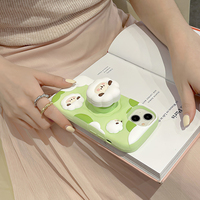 Étui de téléphone en silicone souple antichoc avec support télescopique, design mouton 3D mignon, pour 11/12/13/14/15 Pro Max