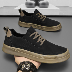 รองเท้าลำลองหนังกลับผู้ชายแบบผูกเชือก ระบายอากาศได้ดี เพิ่มความสูง ทันสมัย ใช้งานได้หลากหลาย รองเท้าสเก็ตบอร์ด รองเท้าลำลองหนังกลับผู้ชายแบบผูกเชือก - Product Image 1