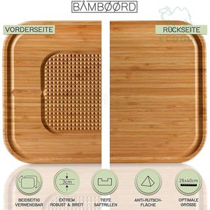 Planche à découper moderne en bambou avec rainure à jus et surface de coupe antidérapante Bonne planche à découper Bloc à découper solide pour la cuisine - Product Image 4