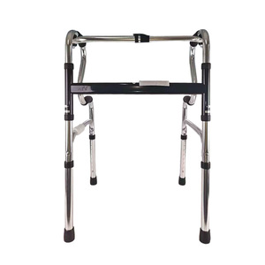 Aluminum Alloy <b>Walker</b> With Seat Foldable Adjustable Height Four Legged Non Slip Walking Aid For <b>Elderly</b> Mobility Support - Product Image 3