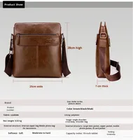 Sac à main pour homme MELI en cuir PU imperméable, style urbain simple, sacoche d'affaires à bandoulière de 7 pouces