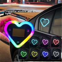 Luz de Neón para Ventana de Coche HE, Forma de Triángulo y Corazón, Material ABS, Control Remoto Inalámbrico, Decoración para Ambiente Exterior