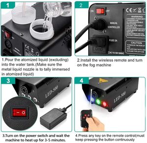 Machine à brouillard portable 500W RGBW LED lumières télécommande <span class=keywords><strong>Mini</strong></span> scène Machine à fumée Halloween fêtes de mariage Festivals - Product Image 3