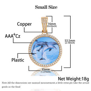 Collar de foto personalizado de Hip Hop para hombre y mujer, colgante de diamante de disco grande de varios tamaños, joyería con imagen de memoria, collares - Product Image 6