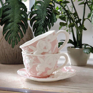 British 220ml Barista <b>Ceramic</b> Coffee <b>Cup</b> & Saucer Vintage Britain Embossed Porcelain Mug & Plate Europe Design Style - Product Image 3