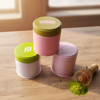 Boîte de conserve personnalisée pour poudre de thé matcha vert et rose, de qualité alimentaire, hermétique, à fond non scellé, avec couvercle à tirette