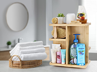 Organisateur de rangement multifonctionnel en bambou à rotation 360° pour cosmétiques, organisateur de bureau en bambou