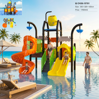 Piscine à jets d'eau amusants pour enfants, équipement de terrain de jeu extérieur pour maternelle, grand toboggan aquatique en plastique