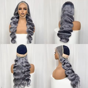 Perruque Lace Frontale HD 13x6 en Cheveux Humains Vierges, Ondulation Body Wave, <span class=keywords><strong>Couleur</strong></span> Gris Transparent 13x4, Densité 250% - Product Image 5