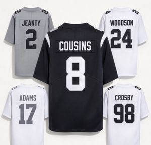 Maillot de football des Raiders # 8 cousins # 2 Jeanty # 24 Woodson # 17 Adams # Collection de maillots de joueur cousus pour hommes 98 Crosby - Product Image 1