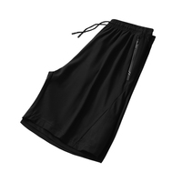 Shorts de sport en soie glacée pour hommes, séchage rapide, respirants, avec poches zippées, pour la course et l'entraînement, été