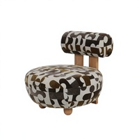 Fauteuil de salon sans accoudoirs en tissu imprimé abstrait, élégant fauteuil simple géométrique avec pieds en bois massif pour appartement