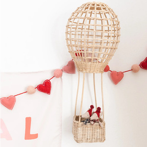 Woven Rattan Hot Air <b>Balloon</b> Wall Decor For Children's Room Bedroom Study Entrance Hall Valentine'S Day Home Hanging Decoration - Product Image 1