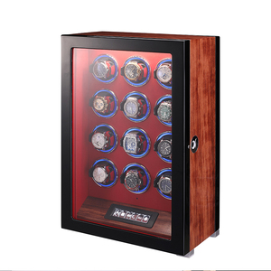 Eduin Wholesale Custom Luxury Transparent 12 <strong>Rotating</strong> <strong>case</strong> High End Quality Wood <strong>Display</strong> Stand Cabinet <strong>Watch</strong> Winder Box - Product Image 5