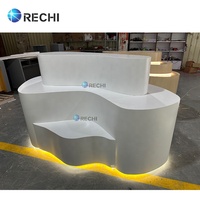 RECHI perlengkapan toko elektronik, aksesori ponsel, Meja penghitung Pop-up kayu dengan dudukan Riser dan Logo lampu untuk ponsel