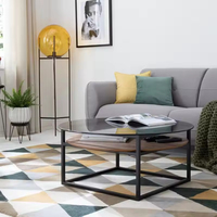 Mesa de Centro de Vidrio para Sala de Estar, Muebles Modernos de Lujo, Simplicidad, Mesa de Té Negra, Minimalismo Italiano, Duradera y Fácil de Limpiar