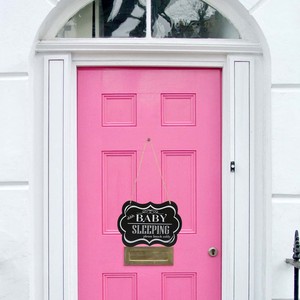 Bébé dormir signe décoration murale maison suspendus nuage signes porte d'entrée Plaque en bois rond bois ne pas frapper <span class=keywords><strong>la</strong></span> porte sonner <span class=keywords><strong>la</strong></span> cloche - Product Image 5