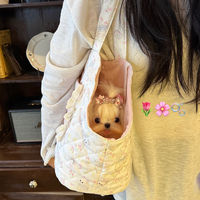 Personnalisable Léger Motif Floral Doux Transport Voyage Pet Fourre-Tout Confortable Chien Sac À Bandoulière Sac À Main Chat Sac De Transport