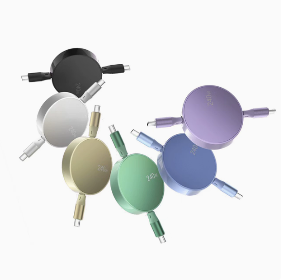 Retractable Type c to Type c 240W PD Fast Charger Cable for iPhone 15 16 Plus Pro Max Xiaomi MacBook iPad Portable Charger Cable