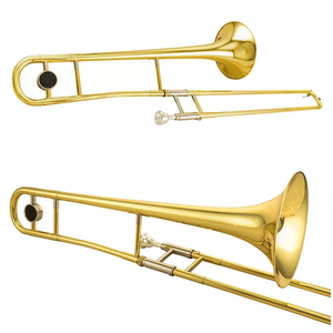 <span class=keywords><strong>Trombone</strong></span> en la bémol en laiton laqué or, niveau étudiant, vente en gros, avec étui - Product Image 1