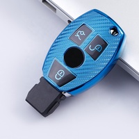Housse de clé de voiture en fibre de carbone TPU avec porte-clés pour benz A B C E G K R S Class Smart Remote Car Key Case Holder
