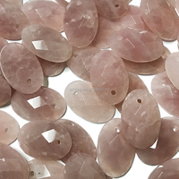 Perles ovales en quartz rose facetté avec trou poli pour la fabrication de bijoux