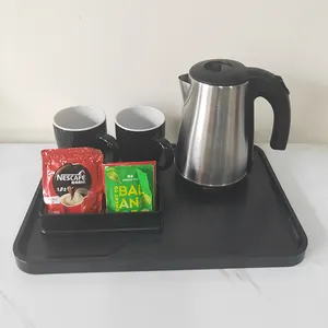 New Arrival Hotel Electric Water Kettle 1.0L Kettle With Welcome Tea Tray Set For Hotel Guestroom Hotel Supplier Kettles