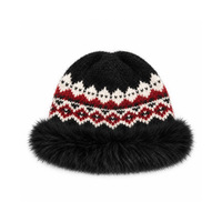 Chapeau bob d'hiver en tricot Fair Isle pour femme avec bordure en fausse fourrure, style vintage nordique, chaud et fourré, protection des oreilles contre le froid