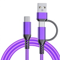 Cable de Datos USB-A a USB-C 2 en 1 con Trenzado de Nailon, Carga Rápida Tipo-C, para Auriculares, Suministro al por Mayor de Fábrica, OEM ODM