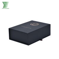 Boîte d'emballage de parfum haut de gamme en carton noir magnétique vide pour flacons de 30 ml/50 ml, logo en feuille d'or, pelliculage mat, recyclé