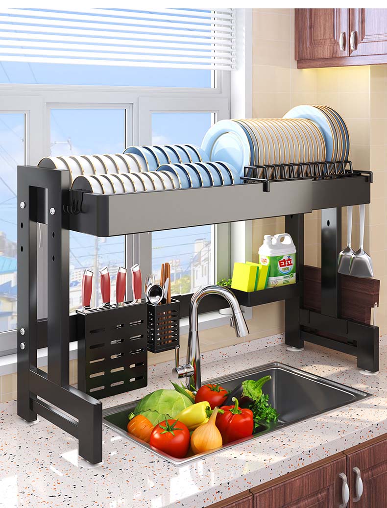 Scalable Sink Dish Rack Double Layer Kitchen Organizer