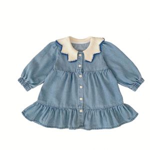 Engepapa <span class=keywords><strong>autunno</strong></span> vestiti per bambini primavera <span class=keywords><strong>autunno</strong></span> ragazze Denim abito a manica lunga Baby gonna - Product Image 6